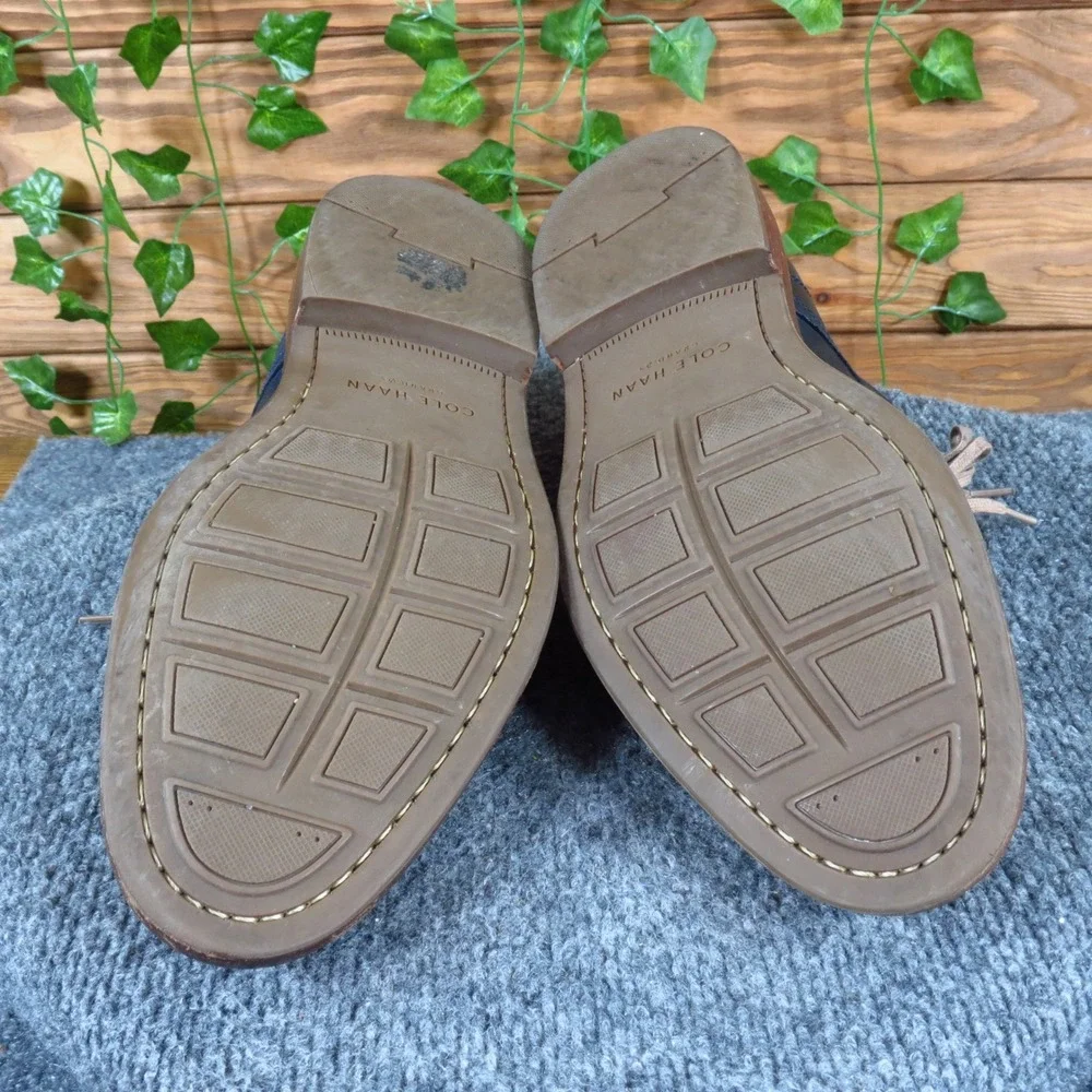 Cole Haan Tyler Grand Mens Plain Toe Derby Size 9.5 Business Casual Navy Leather